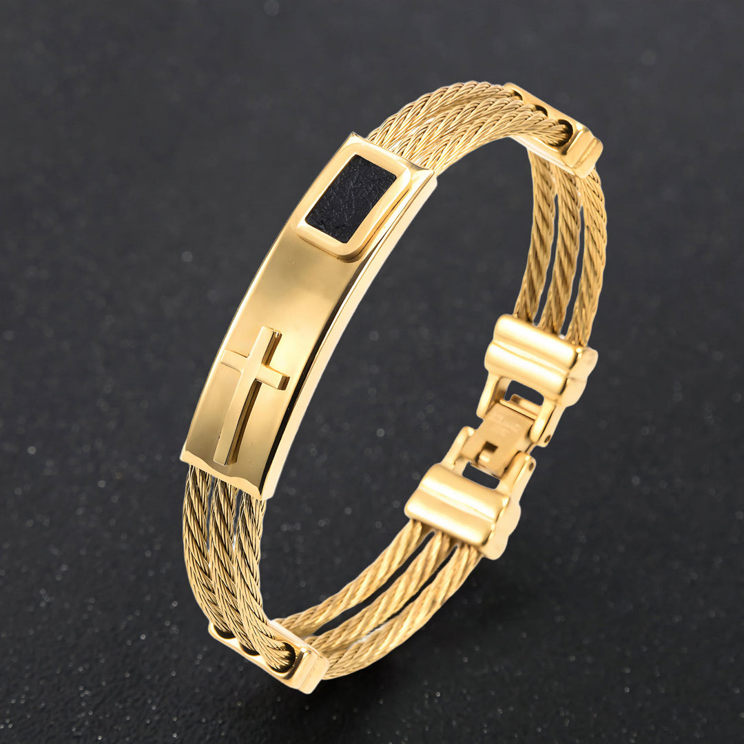 Christianartworkshop Cross Cable Bracelet: Faith-Driven Style & Enduring Devotion - Golden - image 12