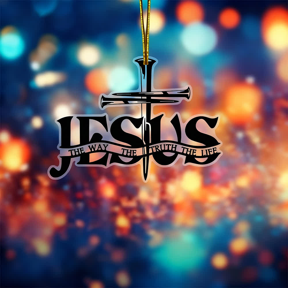 Christianartworkshop Bohemian Style Flat Jesus Prayer Cross Car Pendant with Inscription - image 4