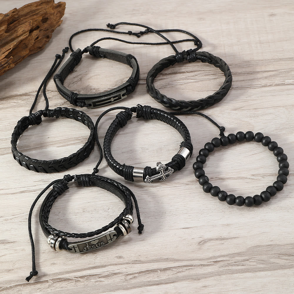 Christianartworkshop Faith-Driven Leather Bracelet Set: Devotion & Stylish Expression - image 4