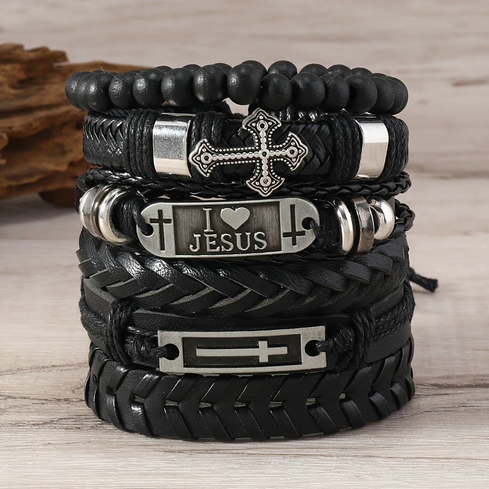 Christianartworkshop Faith-Driven Leather Bracelet Set: Devotion & Stylish Expression - image 1