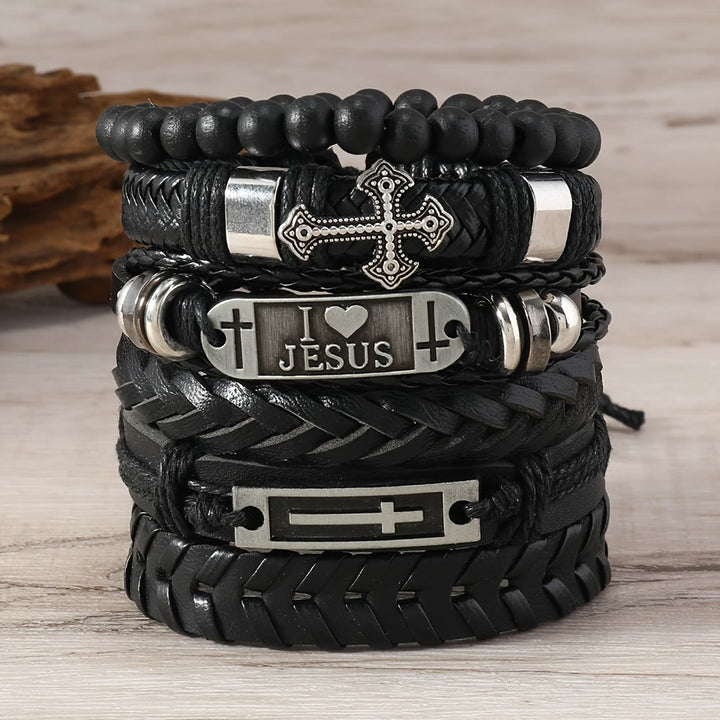 Christianartworkshop Faith-Driven Leather Bracelet Set: Devotion & Stylish Expression - image 1