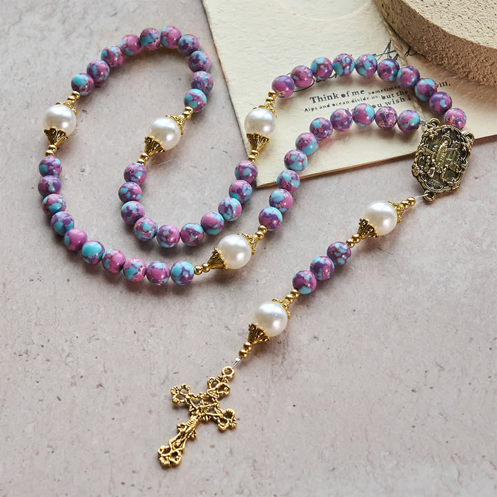 Christianartworkshop Royal Faith Purple Emperor Stone Custom Rosary with Personalized JESUS Letter - No Letter - image 4