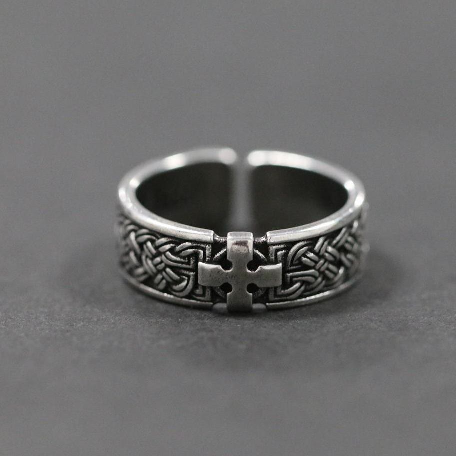 Christianartworkshop Celtic Cross Ring: Timeless Faith & Intricate Devotion - Adjustable - image 0