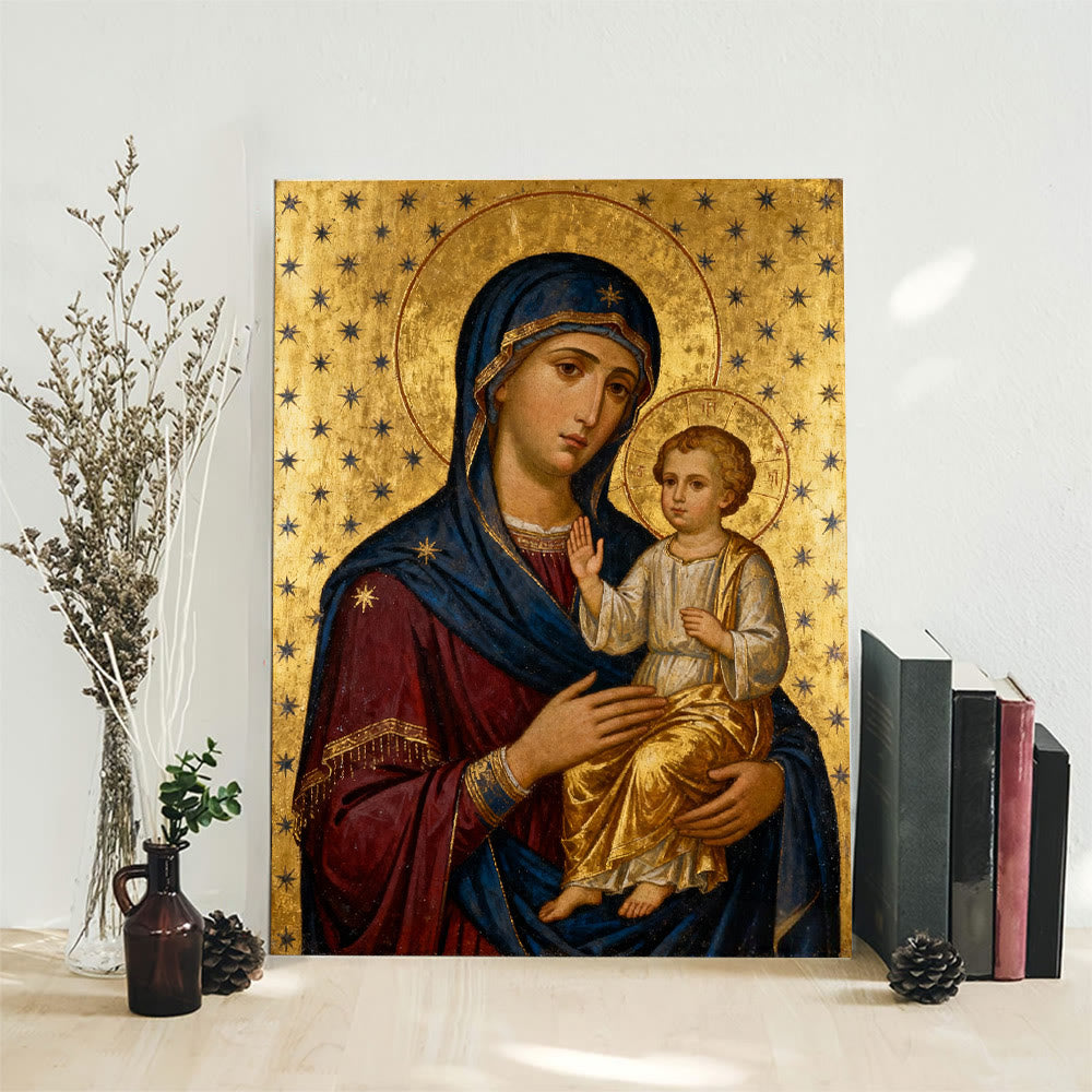 Christianartworkshop Madonna and Child Art Canvas: Maternal Grace & Heavenly Devotion - Framed Canvas Painting - 11.81''*15.75''/30*40cm - image 0