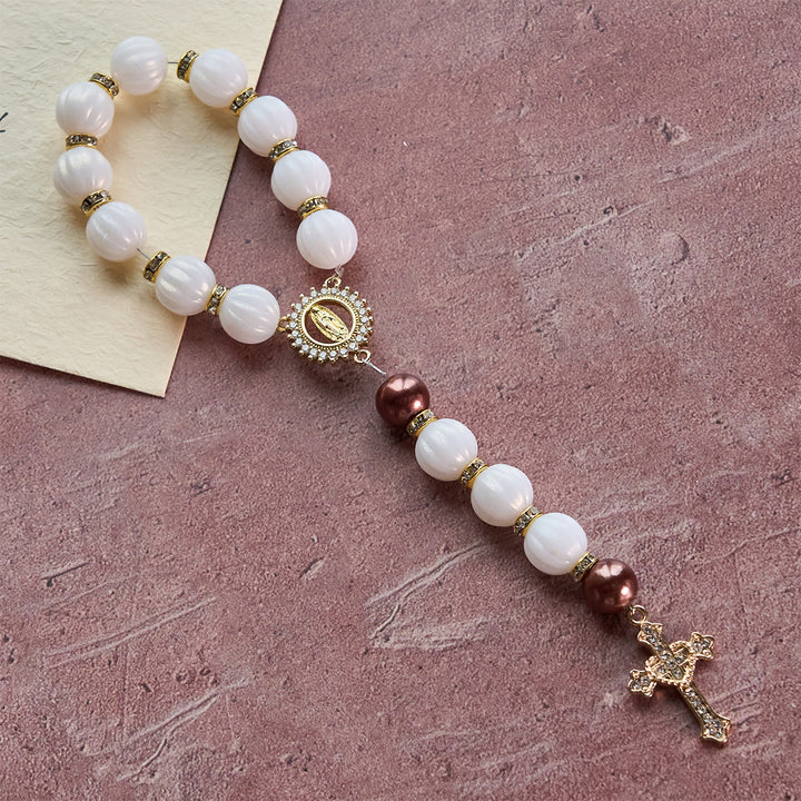 Christianartworkshop Marian Accent Pocket Rosary: Heavenly Guidance & Spiritual Connection - White - image 4
