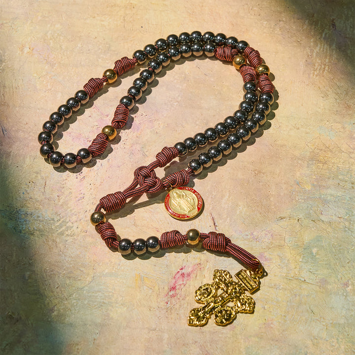 FREE Today: Bronze -Tone Beads Rosary with Pardon Cross & St. Benedict Accents - image 2