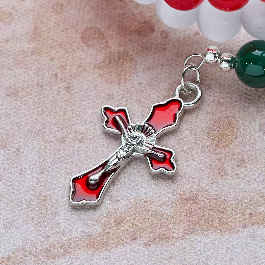 Christianartworkshop Christmas Jade Agate Rosary Bracelet: Faith & Festive Devotion - image 6