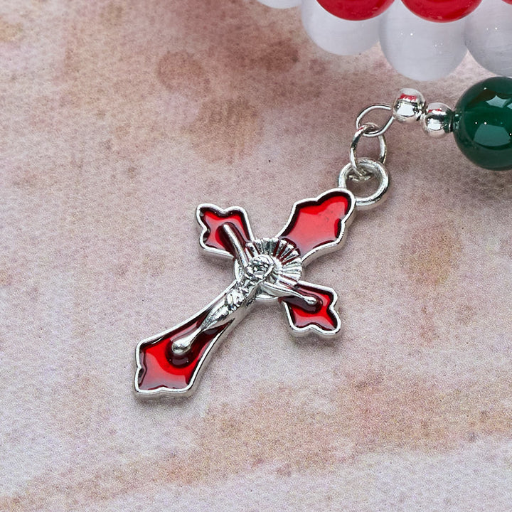 Christianartworkshop Christmas Jade Agate Rosary Bracelet: Faith & Festive Devotion - image 6