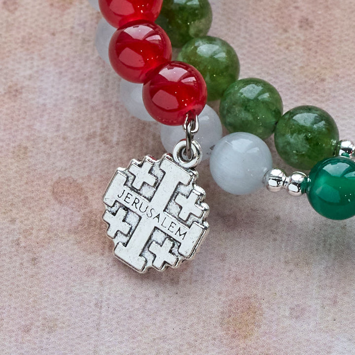 Christianartworkshop Christmas Jade Agate Rosary Bracelet: Faith & Festive Devotion - image 7