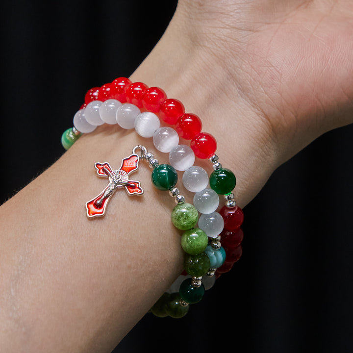 Christianartworkshop Christmas Jade Agate Rosary Bracelet: Faith & Festive Devotion - image 1
