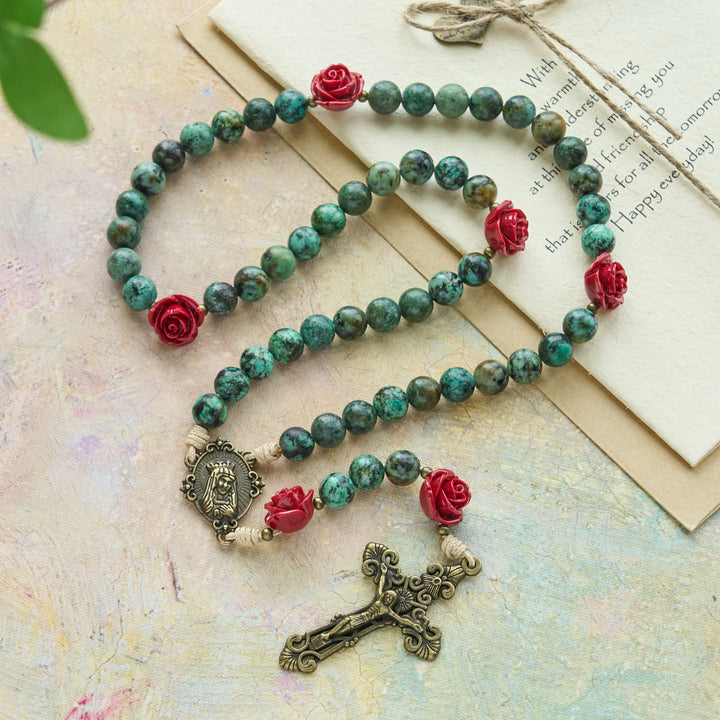 Christianartworkshop Floral Accent African Turquoise Rosary: Devotion & Artistic Craft - image 2