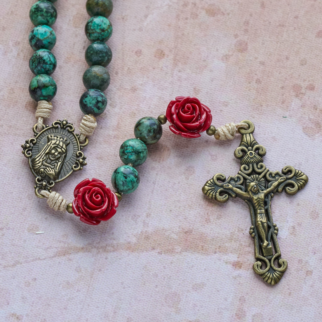 Christianartworkshop Floral Accent African Turquoise Rosary: Devotion & Artistic Craft - image 8