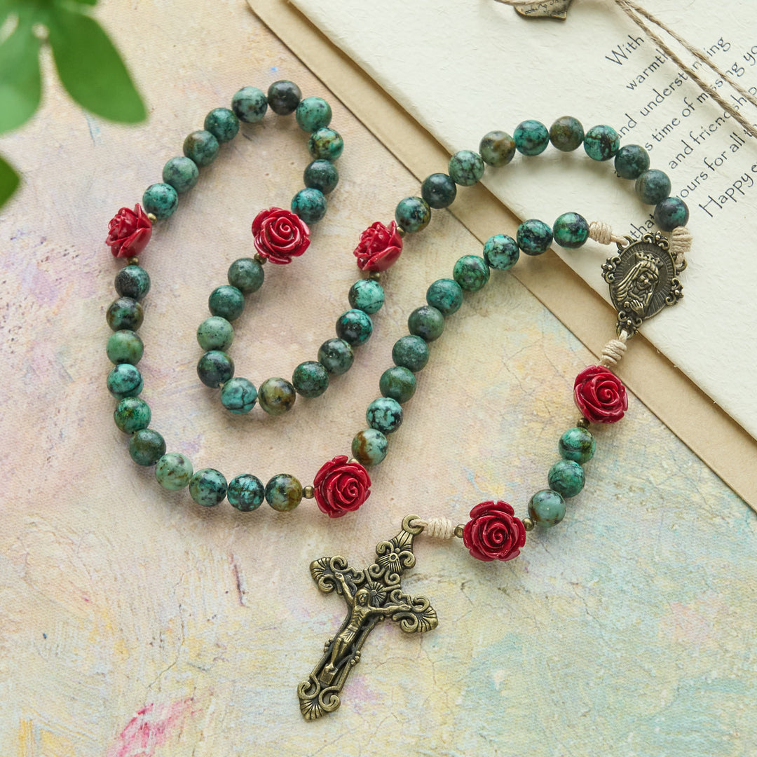 Christianartworkshop Floral Accent African Turquoise Rosary: Devotion & Artistic Craft - image 3