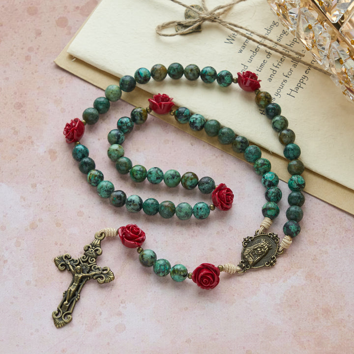 Christianartworkshop Floral Accent African Turquoise Rosary: Devotion & Artistic Craft - image 5