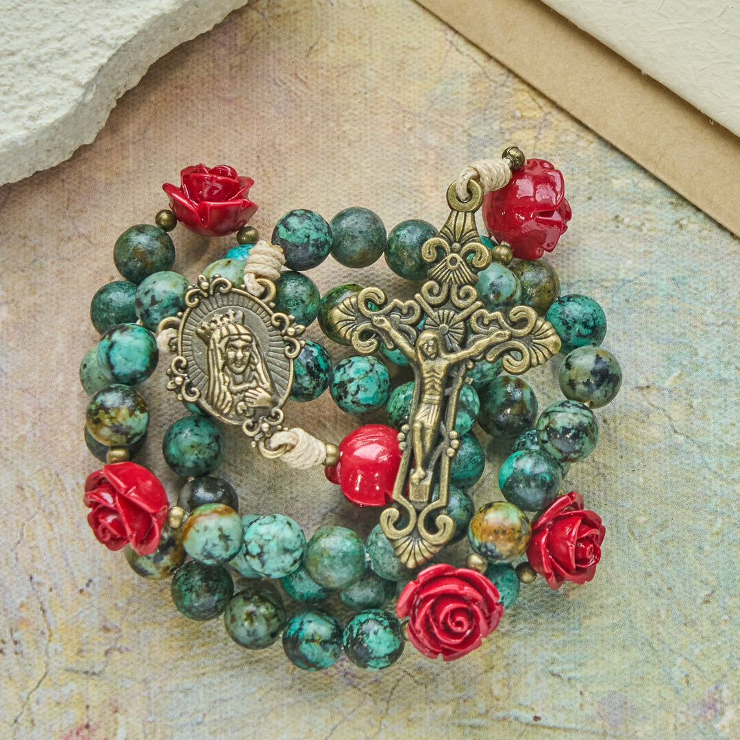 Christianartworkshop Floral Accent African Turquoise Rosary: Devotion & Artistic Craft - image 7