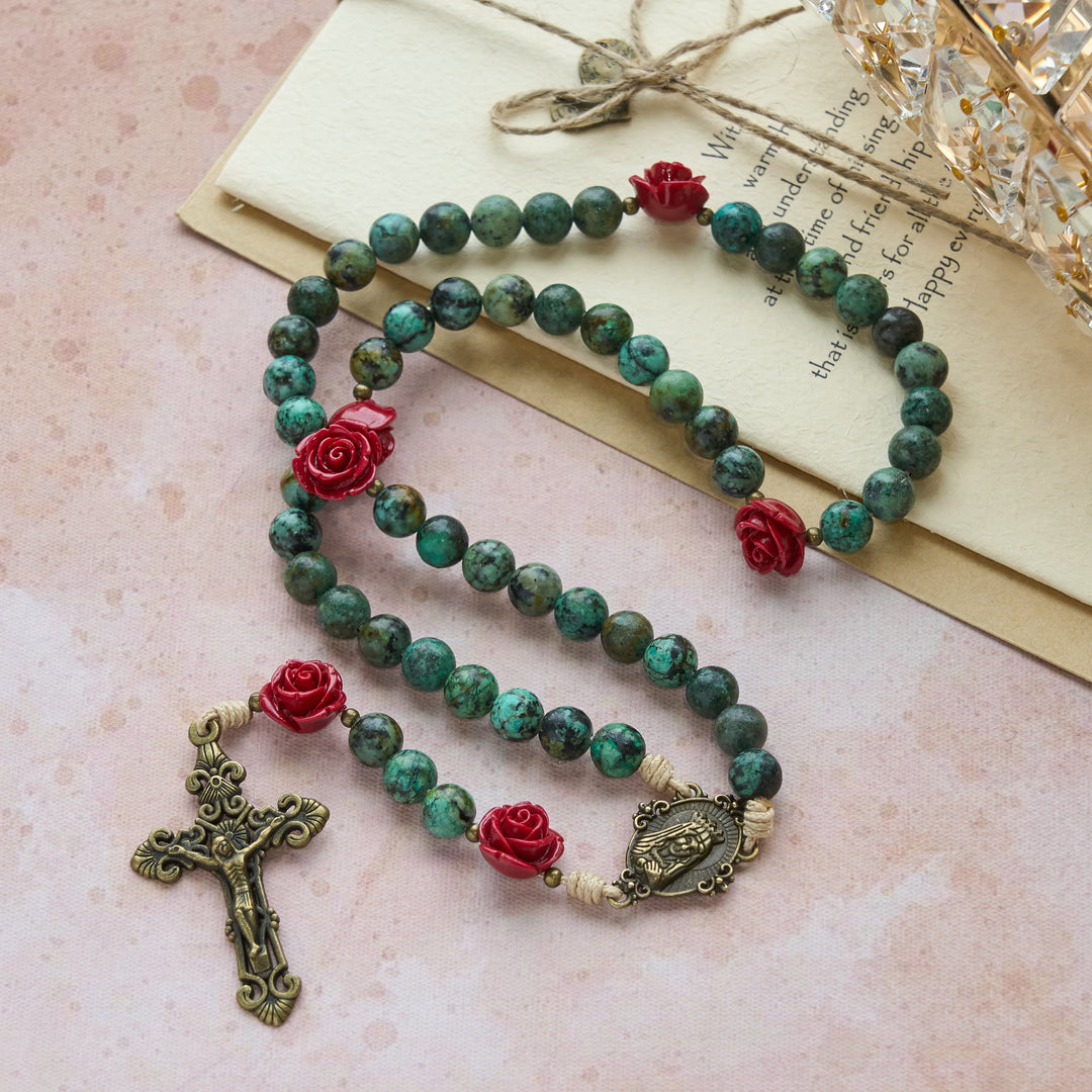 Christianartworkshop Floral Accent African Turquoise Rosary: Devotion & Artistic Craft - image 5