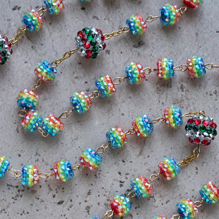 Christianartworkshop Christmas Gift: Christmas Rainbow Beads Rosary with Golden Cross: Devotion & Vibrant Faith - image 9