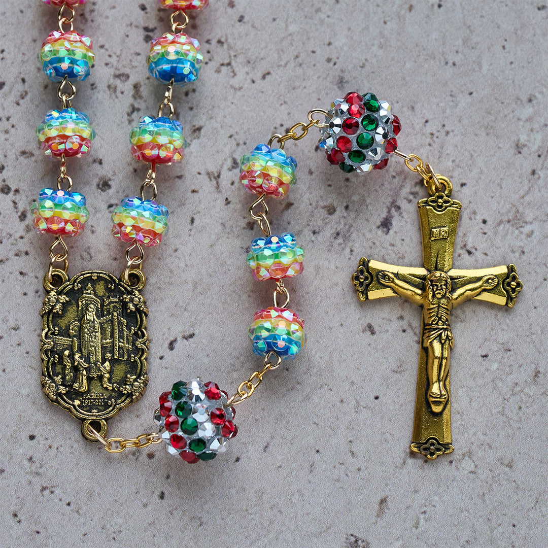 Christianartworkshop Christmas Gift: Christmas Rainbow Beads Rosary with Golden Cross: Devotion & Vibrant Faith - image 10