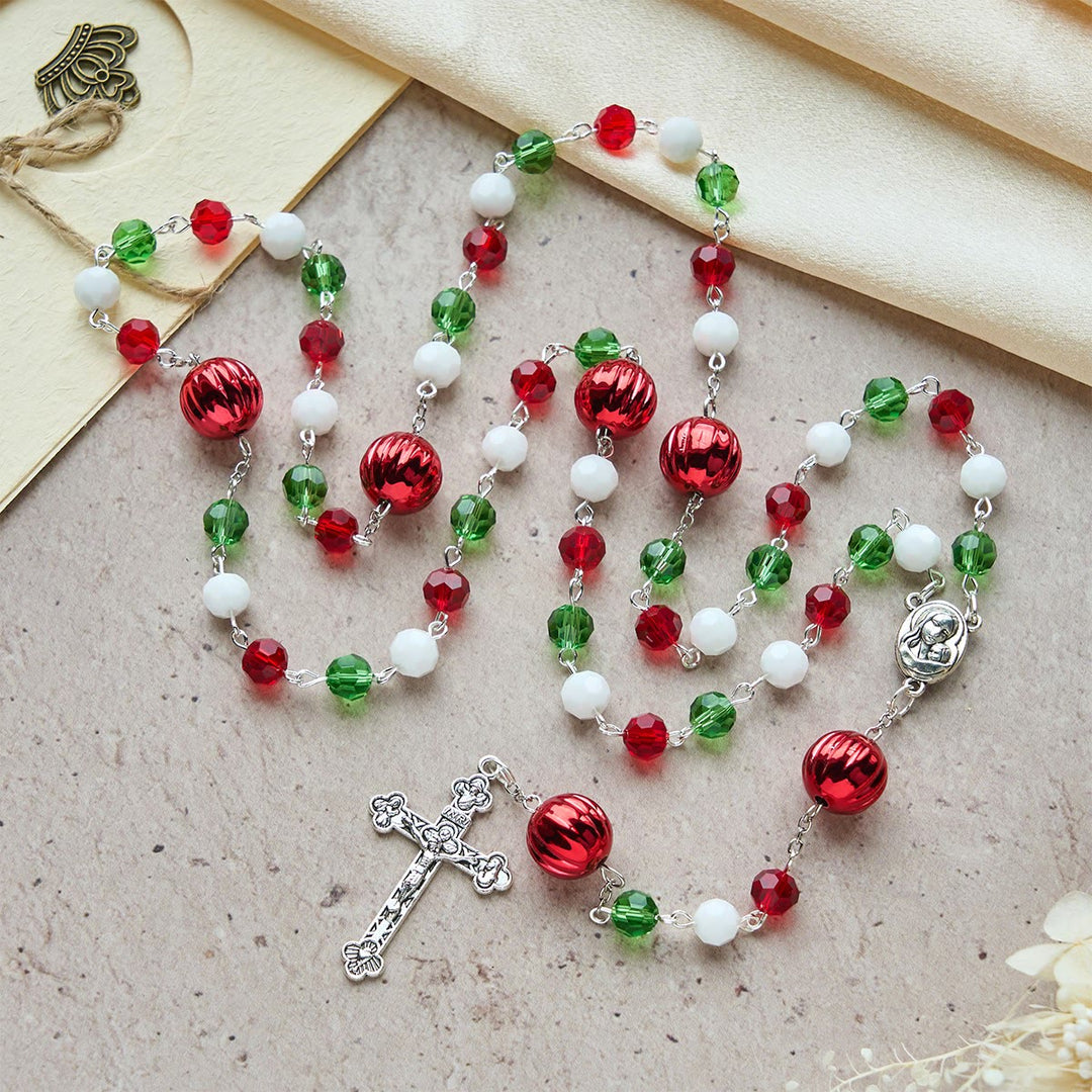 Christianartworkshop Christmas Crystal Rosary with Cross: Faithful Celebration & Heavenly Bond - image 3