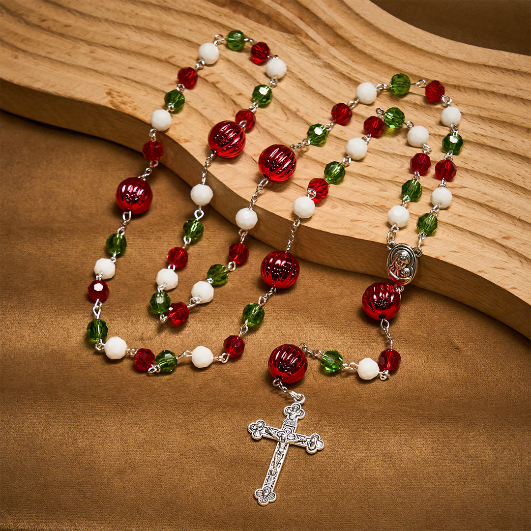 Christianartworkshop Christmas Crystal Rosary with Cross: Faithful Celebration & Heavenly Bond - image 4