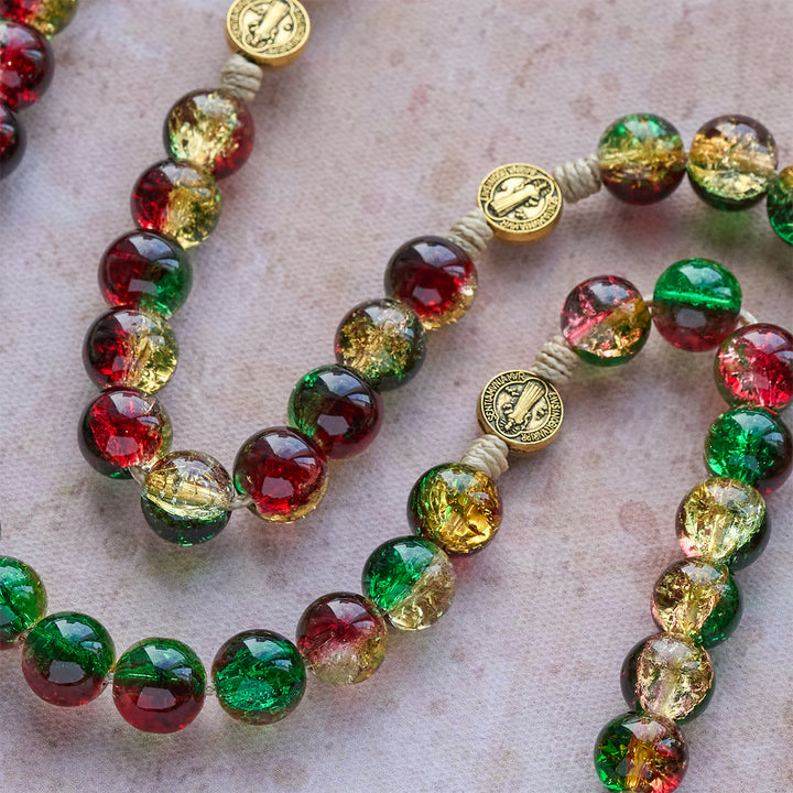 Christianartworkshop Christmas Gift: Christmas Glass Rosary with Cross: Faithful Celebration & Festive Luster - image 7