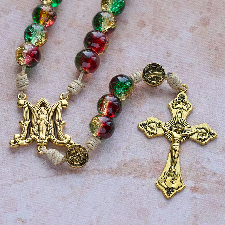 Christianartworkshop Christmas Gift: Christmas Glass Rosary with Cross: Faithful Celebration & Festive Luster - image 8