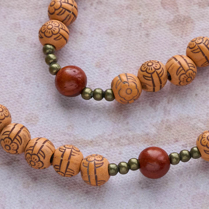 Christianartworkshop Peach Blossom Bead Rosary & Bracelet: Devotion & Earthy Grace - image 6