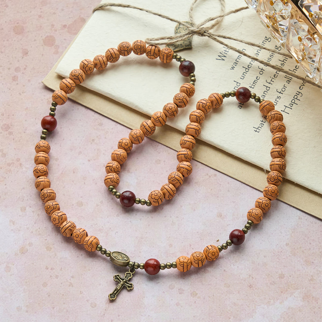 Christianartworkshop Peach Blossom Bead Rosary & Bracelet: Devotion & Earthy Grace - image 3