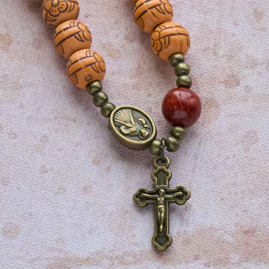 Christianartworkshop Peach Blossom Bead Rosary & Bracelet: Devotion & Earthy Grace - image 7