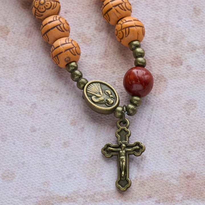 Christianartworkshop Peach Blossom Bead Rosary & Bracelet: Devotion & Earthy Grace - image 7