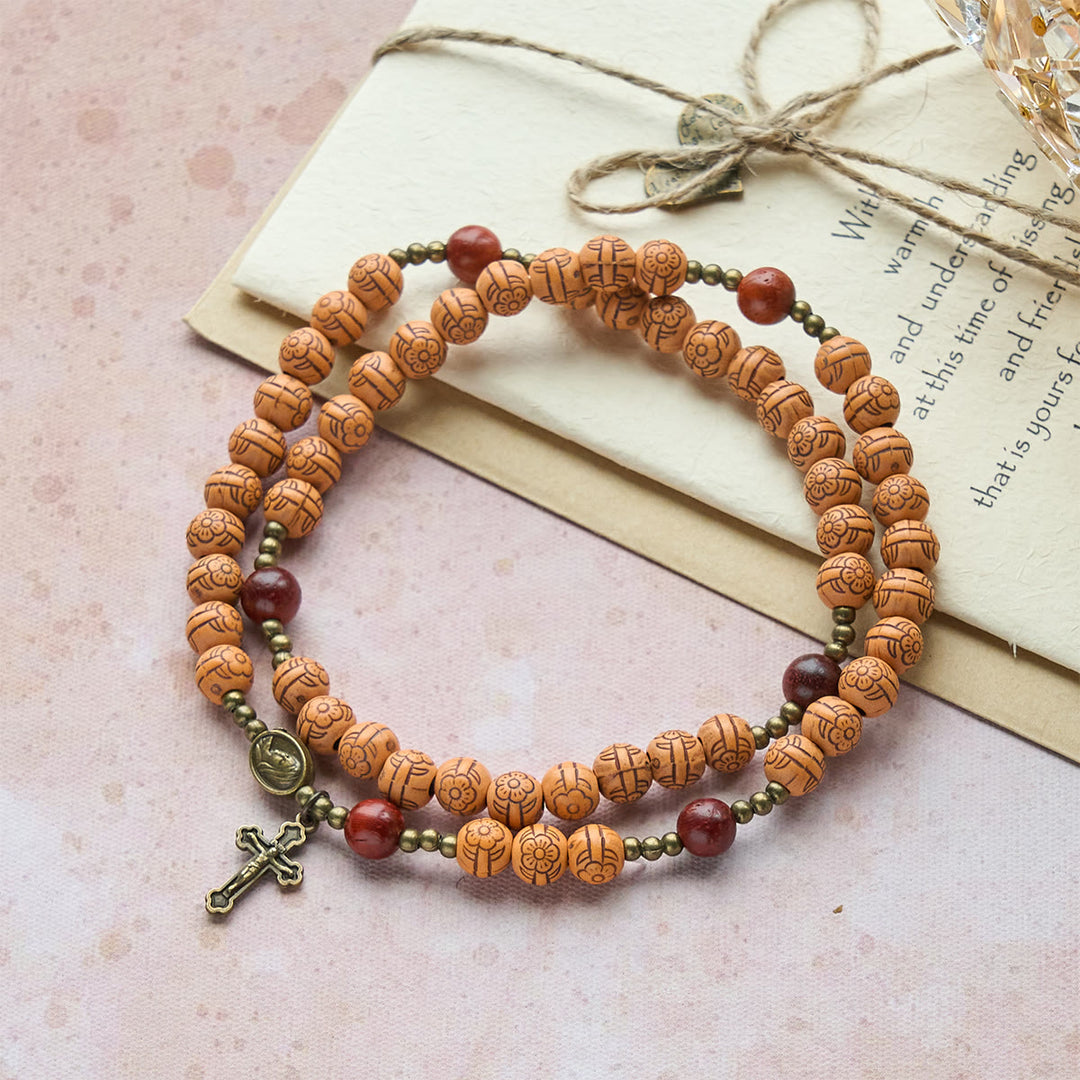 Christianartworkshop Peach Blossom Bead Rosary & Bracelet: Devotion & Earthy Grace - image 2