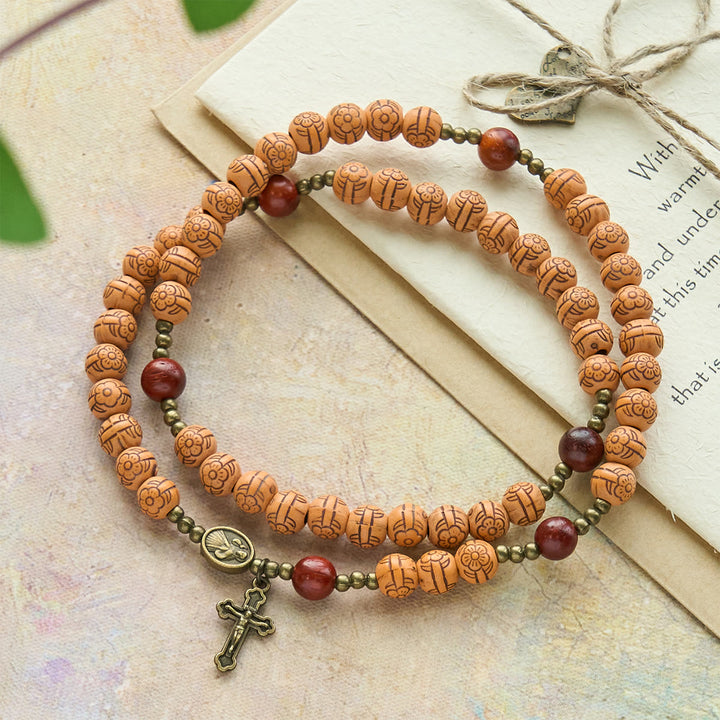 Christianartworkshop Peach Blossom Bead Rosary & Bracelet: Devotion & Earthy Grace - Peach Blossom Bead Rosary - image 0
