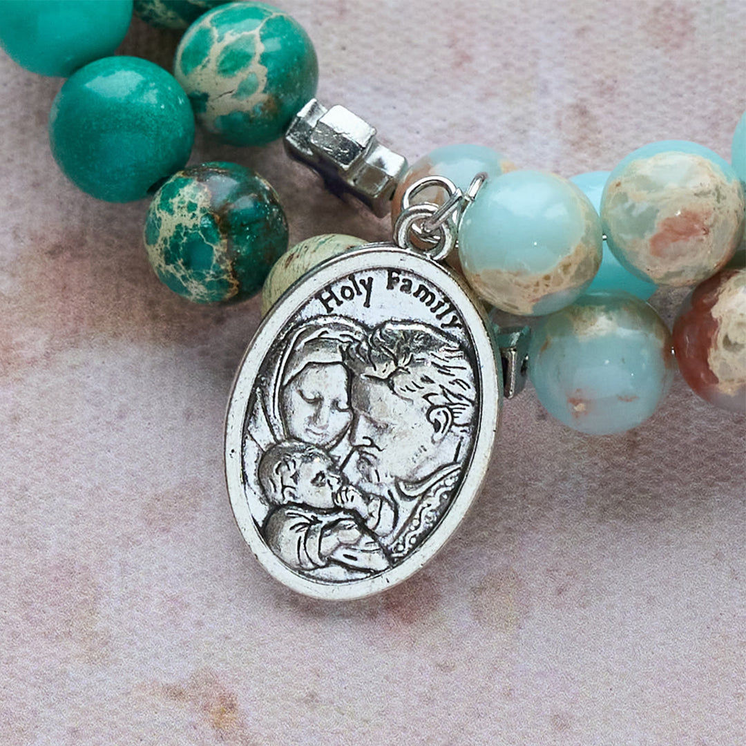 Christianartworkshop CShoushan Stone & Green Vein Stone Rosary Bracelet: Devotion & Earthy Grace - image 5