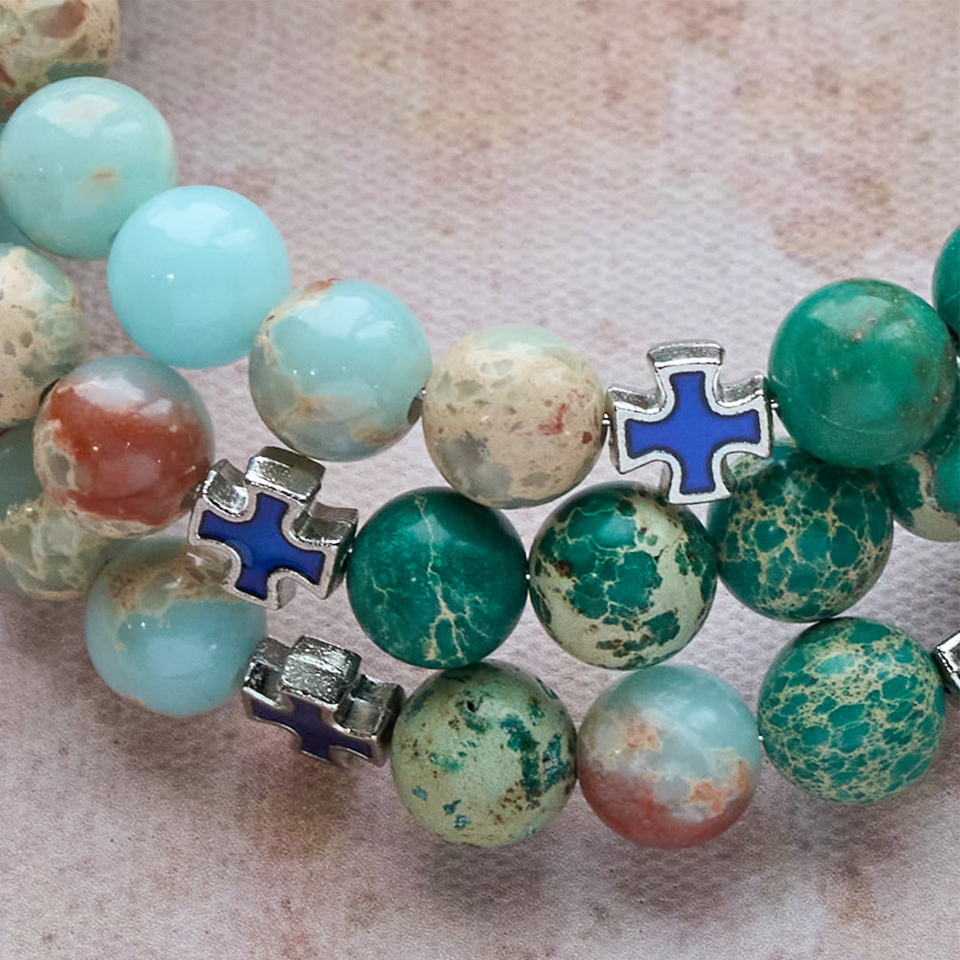 Christianartworkshop CShoushan Stone & Green Vein Stone Rosary Bracelet: Devotion & Earthy Grace - image 7