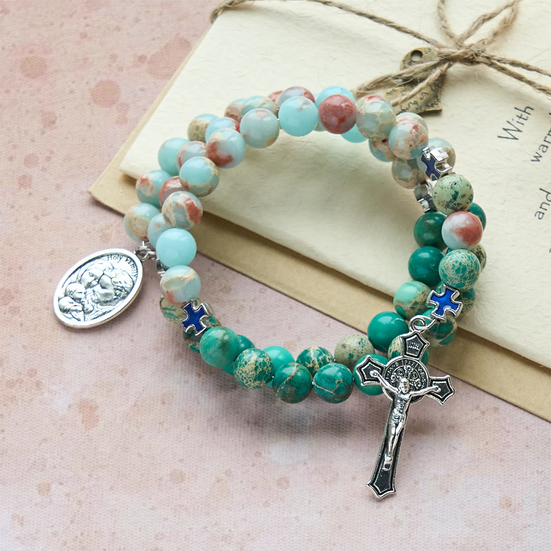 Christianartworkshop CShoushan Stone & Green Vein Stone Rosary Bracelet: Devotion & Earthy Grace - image 3
