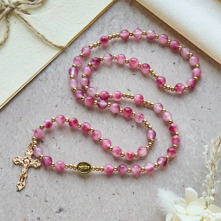 Christianartworkshop Rose Red Agate Bead Rosary & Bracelet: Devotion & Heavenly Elegance - image 5