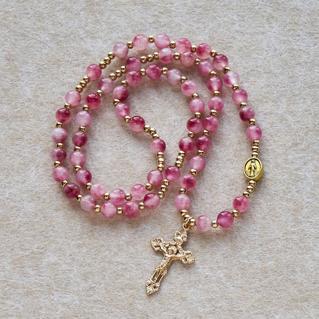 Christianartworkshop Rose Red Agate Bead Rosary & Bracelet: Devotion & Heavenly Elegance - image 4