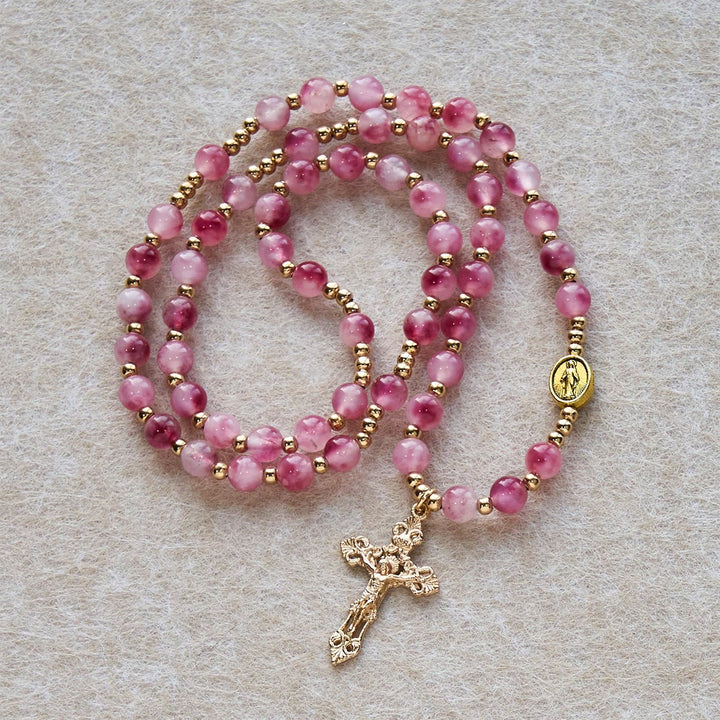 Christianartworkshop Rose Red Agate Bead Rosary & Bracelet: Devotion & Heavenly Elegance - image 4