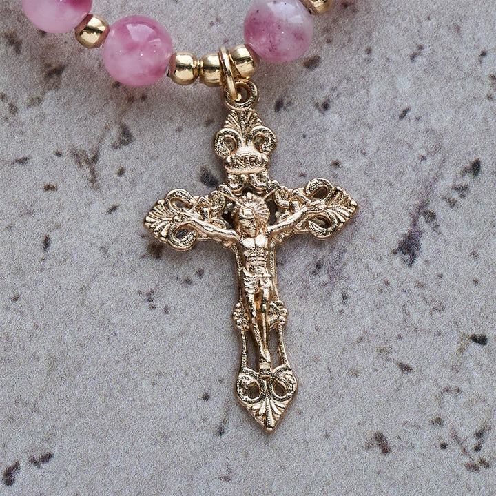 Christianartworkshop Rose Red Agate Bead Rosary Bracelet: Devotion & Heavenly Elegance - image 8