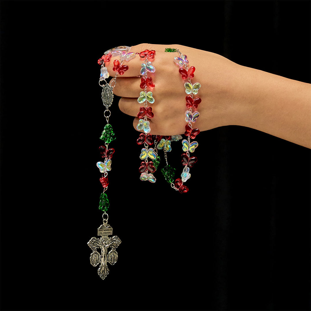 Christianartworkshop Christmas Gift: Blessed Christmas Tree Rosary with Crystal Butterfly Beads - image 5
