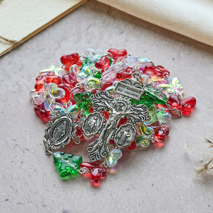 Christianartworkshop Christmas Gift: Blessed Christmas Tree Rosary with Crystal Butterfly Beads - image 11