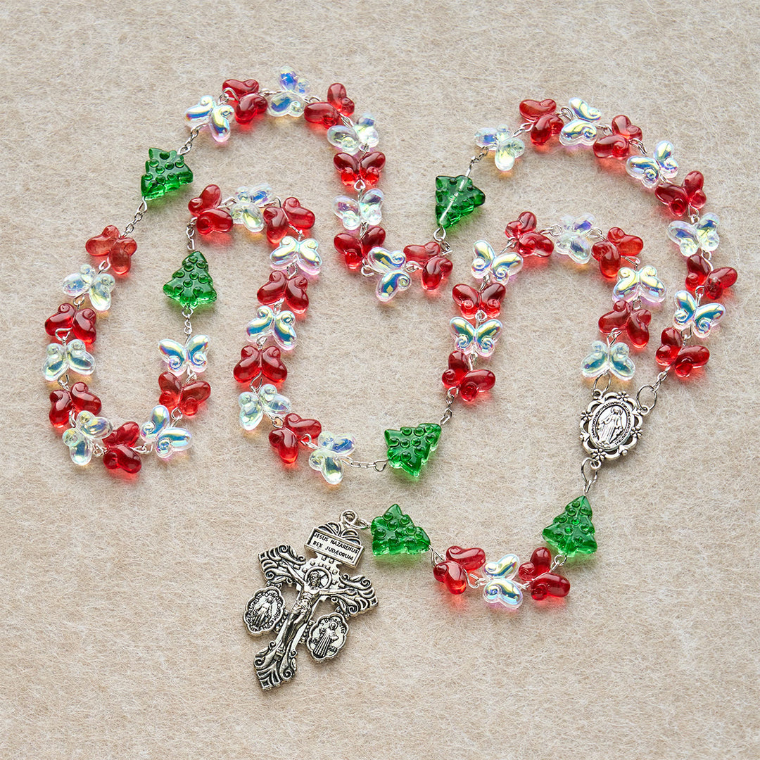 Christianartworkshop Blessed Christmas Tree Rosary with Crystal Butterfly Beads - image 6