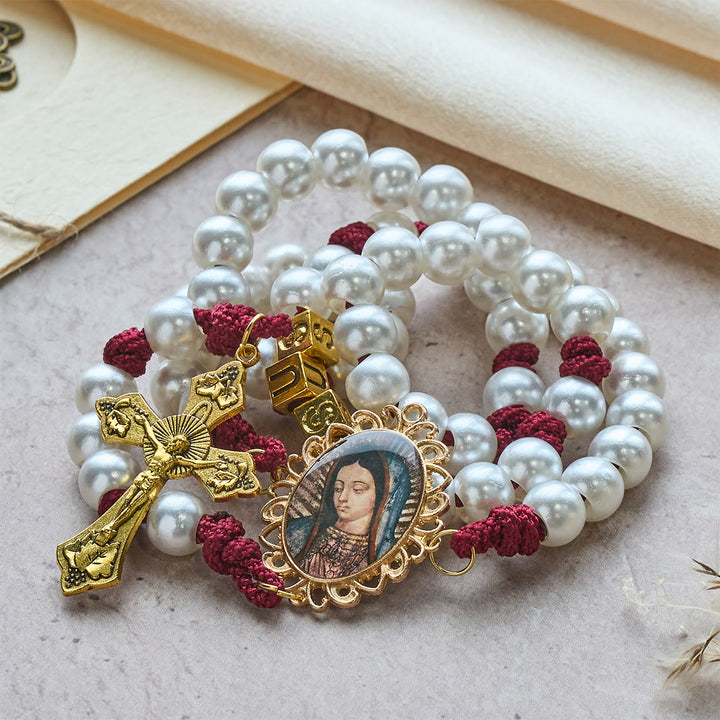 FREE Today: Graceful White Custom Rosary with Burgundy Paracord & Personalized JESUS Letters - image 2