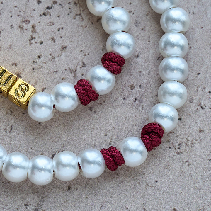 FREE Today: Graceful White Custom Rosary with Burgundy Paracord & Personalized JESUS Letters - image 8