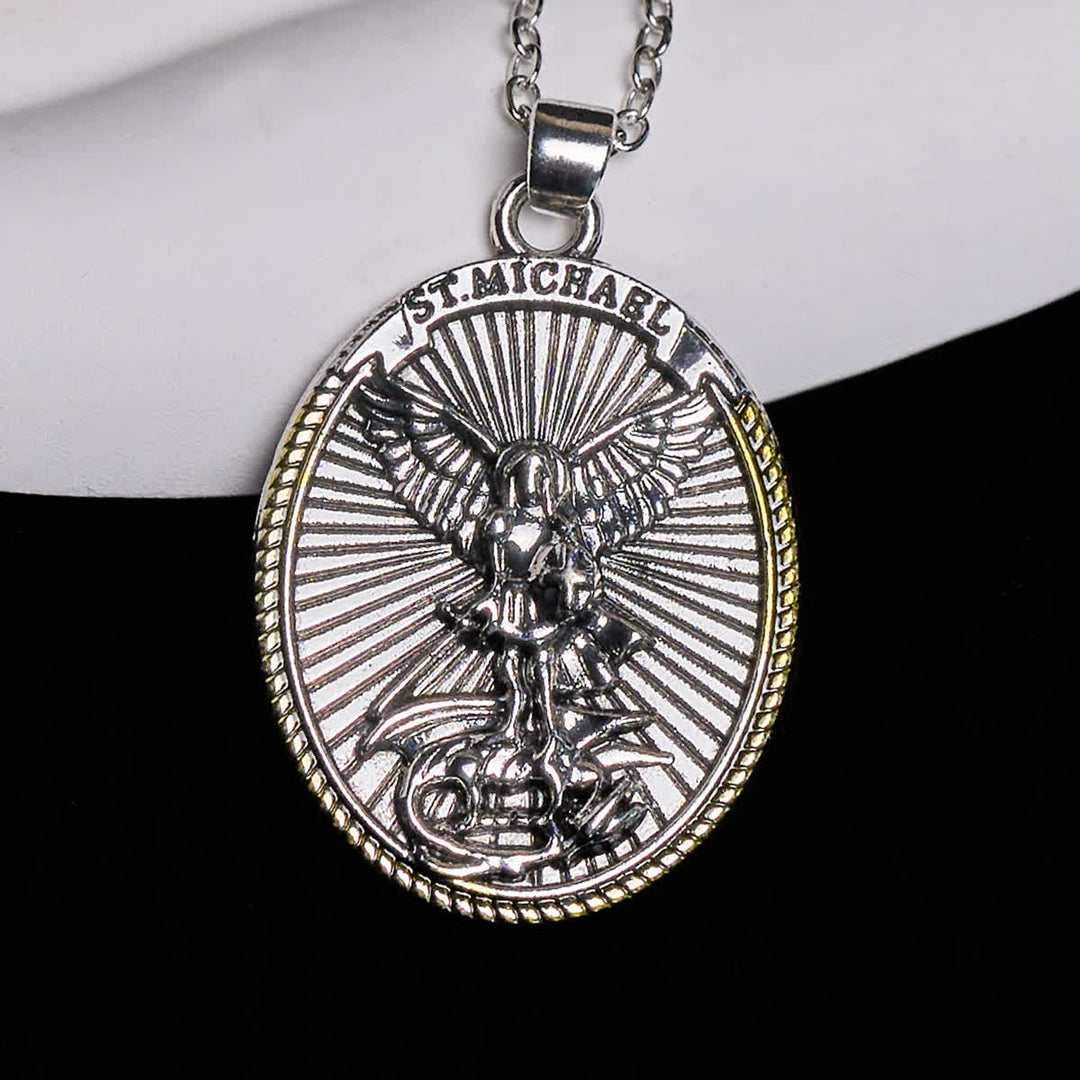 FREE Today: Two Tone Sword & Oval Shield St. Michael Pendant Necklace - image 2