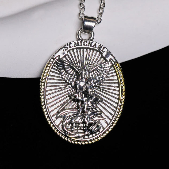 FREE Today: Two Tone Sword & Oval Shield St. Michael Pendant Necklace - image 2