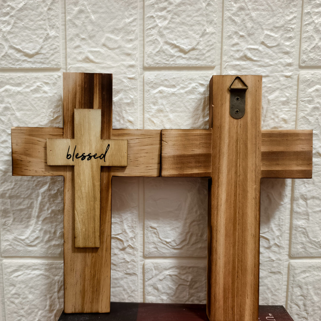 Christianartworkshop Layered Wooden Cross with Blessed: Embody Faith & Divine Grace in Home Decor - image 3
