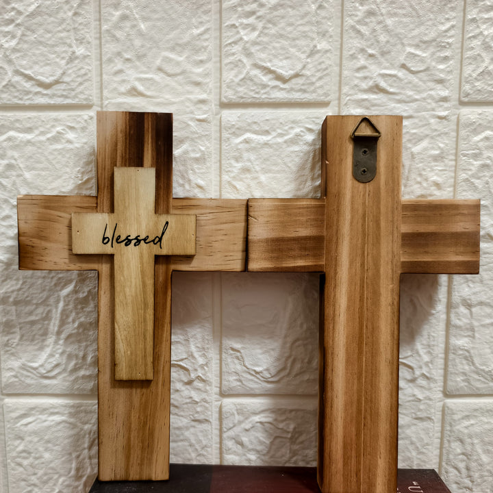 Christianartworkshop Layered Wooden Cross with Blessed: Embody Faith & Divine Grace in Home Decor - image 3