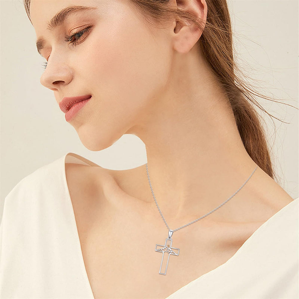 Christianartworkshop Mustard Seed Mountain Cross Necklace: Faith's Endurance & Nature's Wonder - image 1