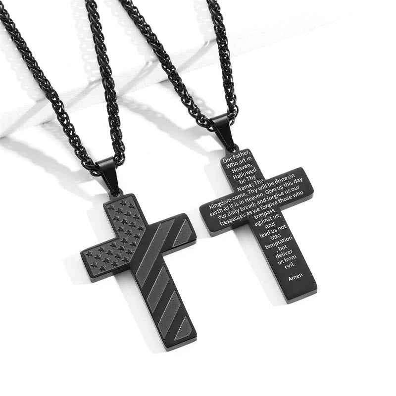 FREE Today: Tri-Color Cross Necklace with American Flag & Scripture: A Patriotic Expression - Black - Amen - image 6